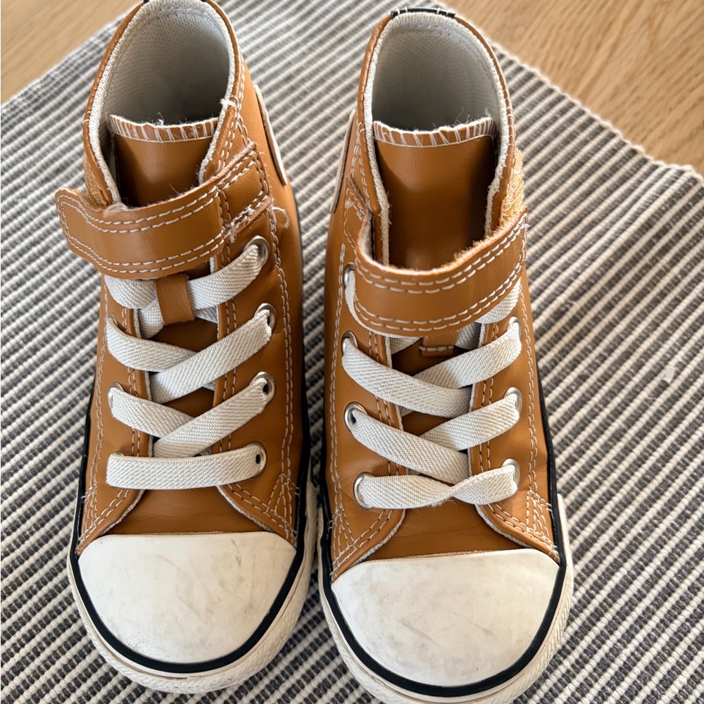 Converse Tan and White leather High-Top Sneakers